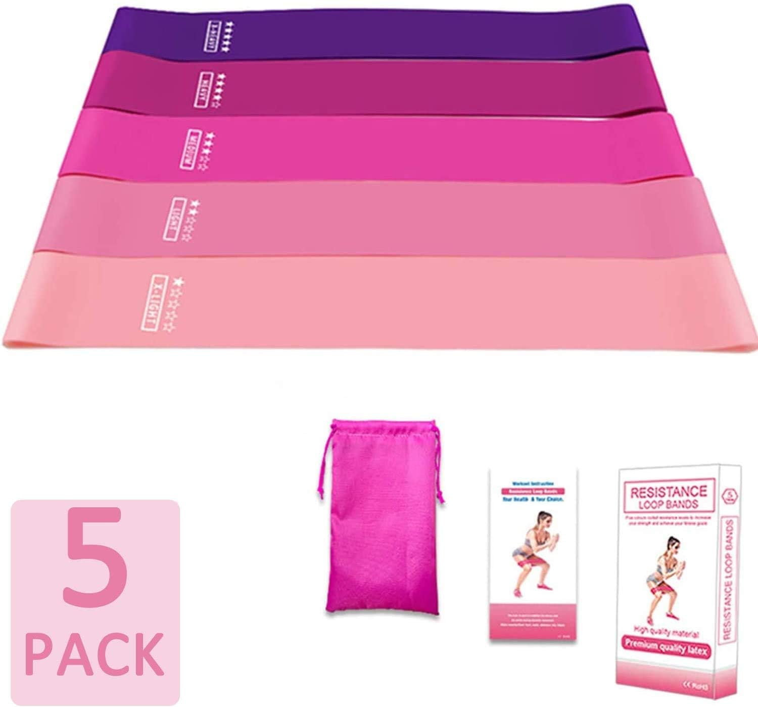 Eholder Resistance Bands Set Gym Stretch Fitness Excersize Resistance Bands Women Men for Legs and Glutes,5 Different Resistance Levels Loop Elastic Mini Bands Gym Workout Home Training