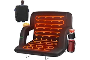 HOPERAN Dual-Sided Heated Stadium Seats for Bleachers with Back Support, 3 Levels Heating Stadium Seating for Bleachers Seat with Backrest, 5 Pockets Portable Stadium Chair for Outdoor