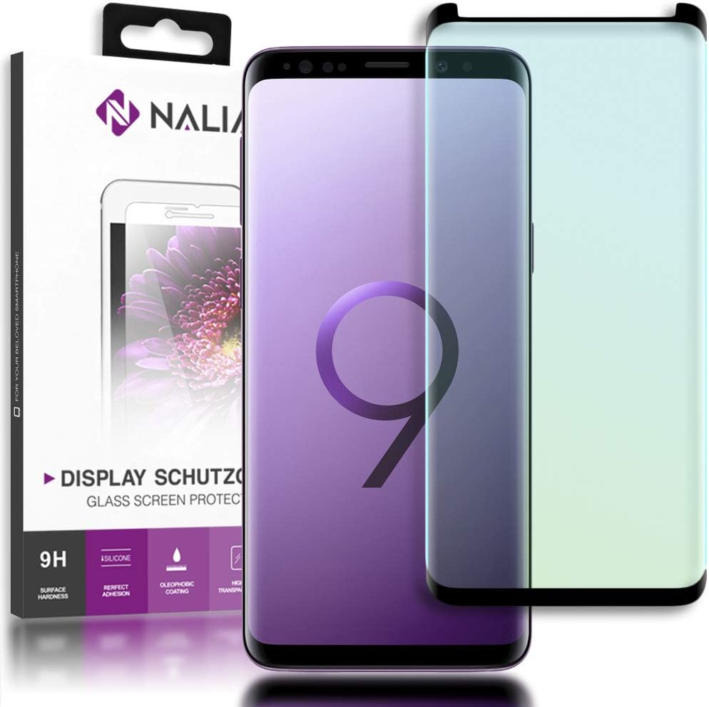NALIA Screen Protector compatible with Samsung Galaxy S9 Plus, 9H Full-Cover Tempered Glass [Case-Friendly] Phone Protective Display Film, Durable LCD Saver Protection Hard Foil - Transparent (Black)