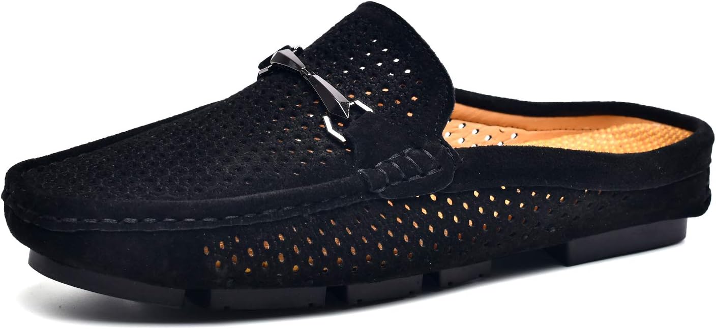 Mens Loafers Casual Boat Shoes Genuine Leather Slip On Driving Moccasins Hollow Out Breathable Flats