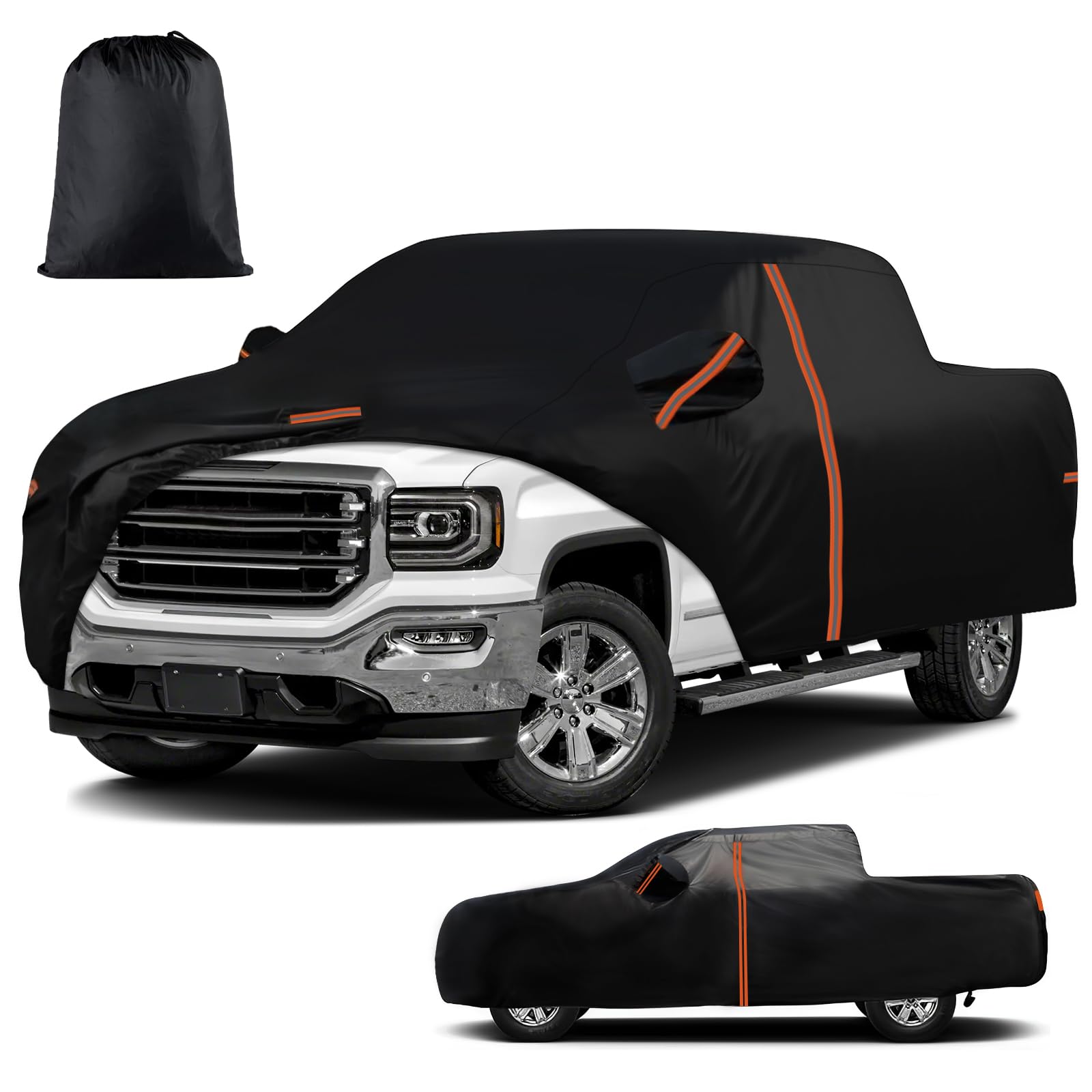 Photo 1 of Waterproof Truck Cover Custom Fit for GMC Sierra/Chevrolet Silverado 1500/2500/3500 Crew cab 6'6" 2014-2025?All Weather Pickup Truck Cover,Windproof Cover, Snow Rain Dust Cover,Sun UV Protect