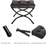 HollyHOME Foot Stool Foldable Velvet Ottoman with Metal Legs Dark Gray view 6