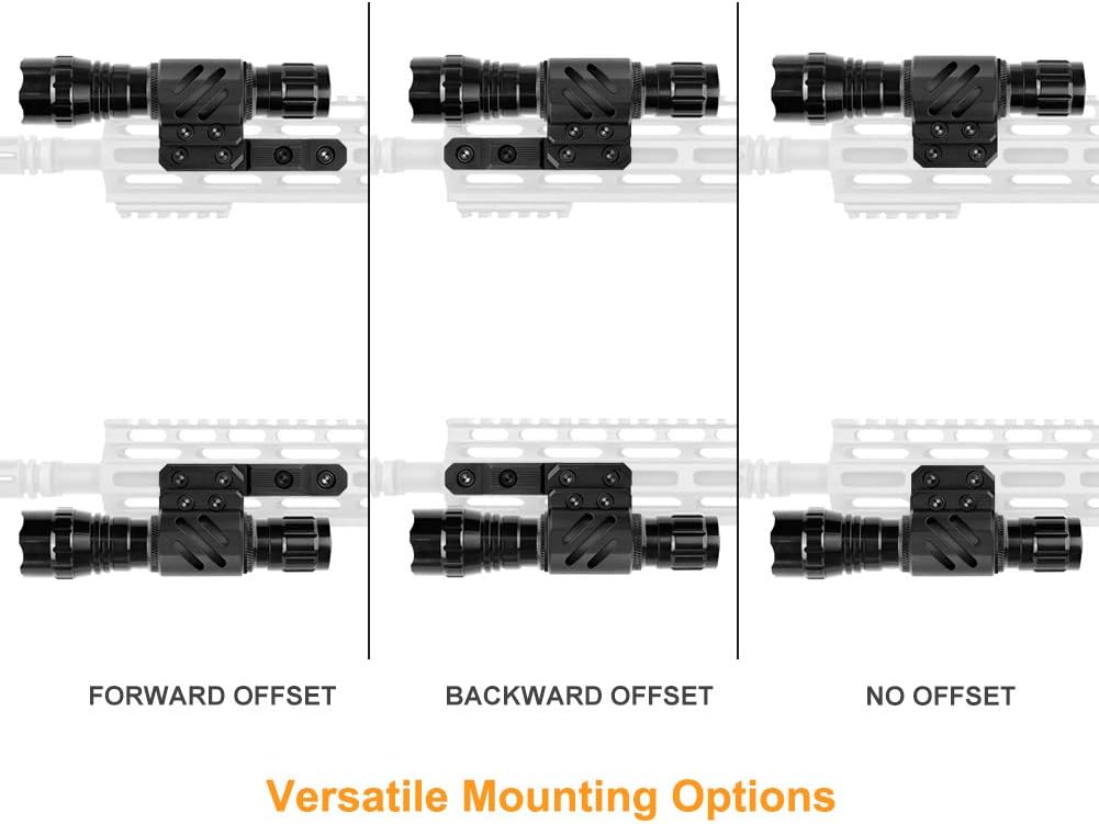 Feyachi M-Lok Offset Flashlight Ring Mount for Mlok Rail System - 2 Mounting Inserts Included fits 27mm 25.4mm 20mm Diameter Flashlight : Sports & Outdoors