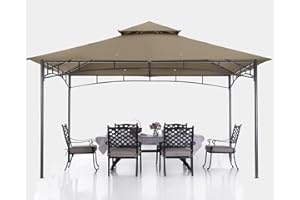 ABCCANOPY Gazebos for Patios 10x12 - Outdoor Steel Frame Gazebo for Lawn Backyard Garden Deck (Khaki)