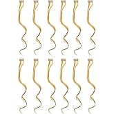 SWACC 12 Pcs Curly Wavy One Color Party Highlights Clip on in Hair Extensions For Women Colored Hair Streak Synthetic Hairpieces (Beige Blonde)