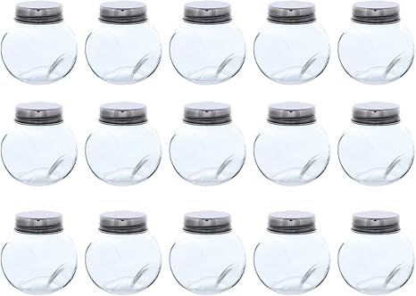 Clear Glass Jar 15 Pack Mini Slanted Candy Jars With Screw On