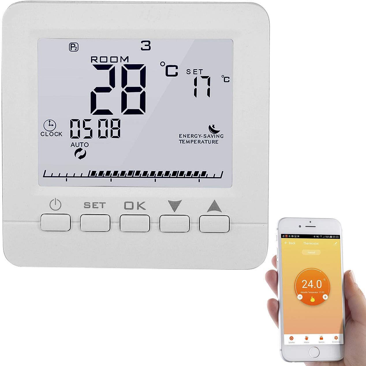 revolt Raumthermostat: WLAN-Thermostat für Fußbodenheizung, komp. zu Alexa &amp; Google Assistant (Raumthermostat Alexa)