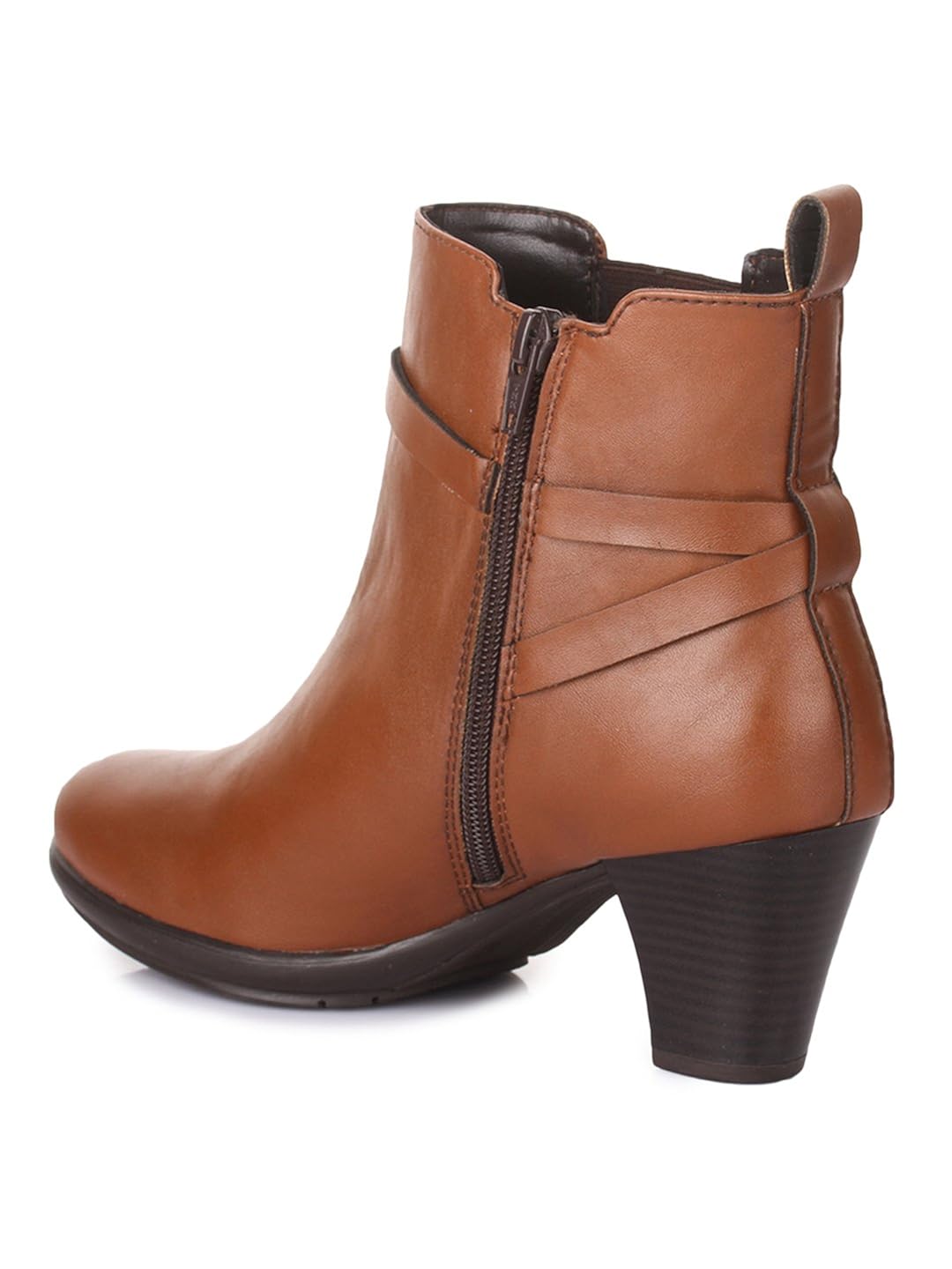 bruno manetti women (ay-110) tan synthetic leather heeled boots