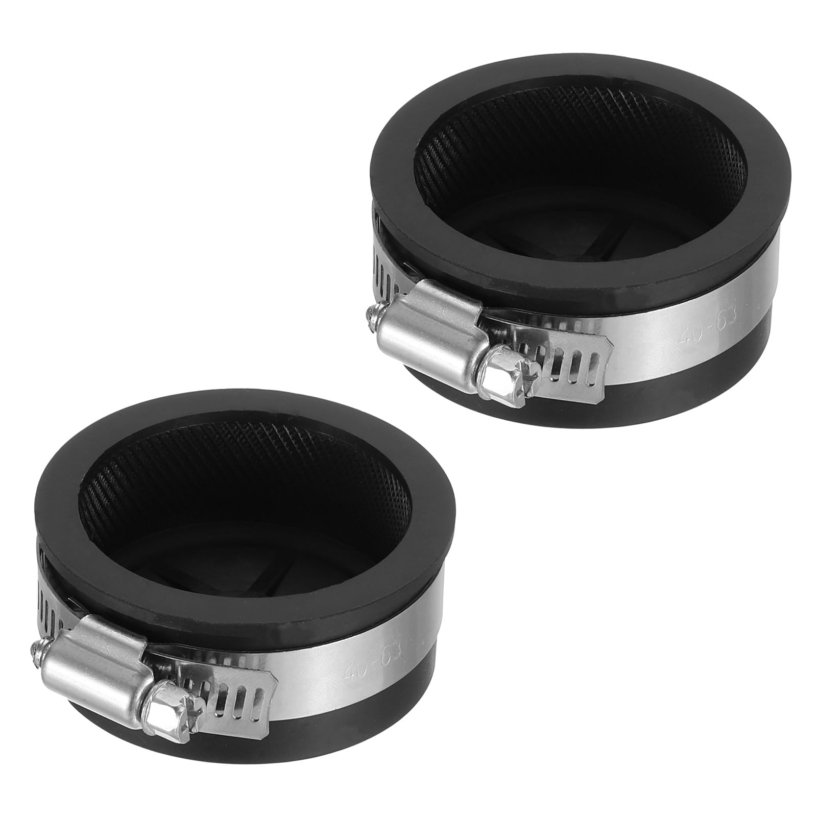 PATIKIL 2 Inch PVC Pipe Cap, 2 Pcs Steel Mechanical Test Plug with Stainless Steel Clamps Sewer Cleanout Cover, Black