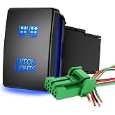 Nilight Ditch Lights Push Button Switch w/Connector Wire Kit 1.28" x 0.87" | 12V ON Off Replacement Toggle Switches for Toyota Sequoia Highlander Tacoma Tundra 4Runner RAVR Yaris