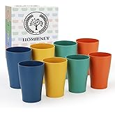 Homienly Stackable Drinking Glasses Set Wheat Straw Shatterproof Cups | Unbreakable Kitchen Cups for Kids & Adults | Reusable, Dishwasher Safe for Party, Outdoor (8 oz, Small)