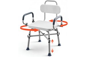 VEVOR Swivel Shower Chair with Arms and Back, 500 lbs Heavy Duty Bench Seat for Inside Shower Stall and Bathtub, Height Adjus