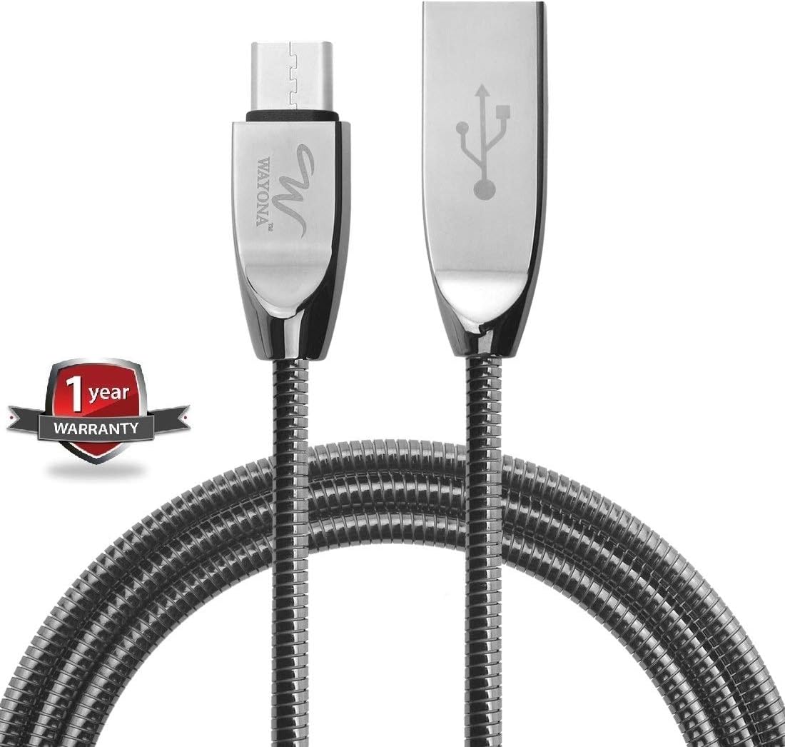 Wayona USB Type C Cable, 2.4A Metal Spring USB A to USB C Fast Charging Cable for Samsung S8 / S8+ /One Plus/Google Pixel/LG/Le Eco (Pack of 1, Black)