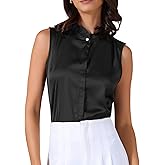 Allegra K Women's Satin Blouse Sleeveless Ruffle Trim Mock Neck Business Casual Work Tank Tops