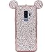 Rhinestone Mouse Ears Cover by Tech Express for Samsung Galaxy S9 or S9+ Chrome Bumper Bling [Flexible TPU Case] Sparkle Glitter Diamond Shimmering Cartoon Character Case (Rose Gold, S9+ Plus)
