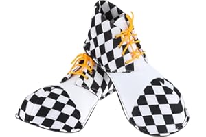 KAVOC Black and White Clown Shoes for Halloween Costumes, Accessories, Props and Kits