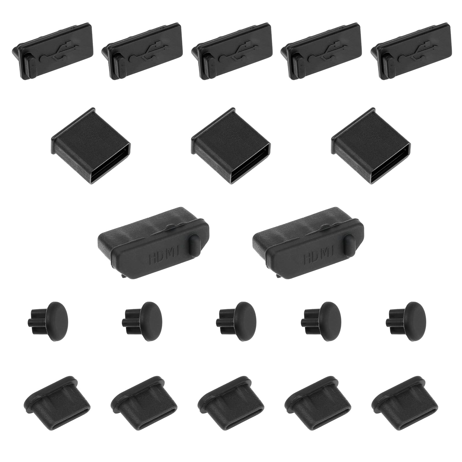 Styquenzer 20 Pcs USB A Female & Male Port, HDMI, 3.5mm Headphone Ports, USB Type-C USB Dust Cover Port Plugs Silicone USB Port Protector Multiple Specifications USB Dust Plug USB Port Caps