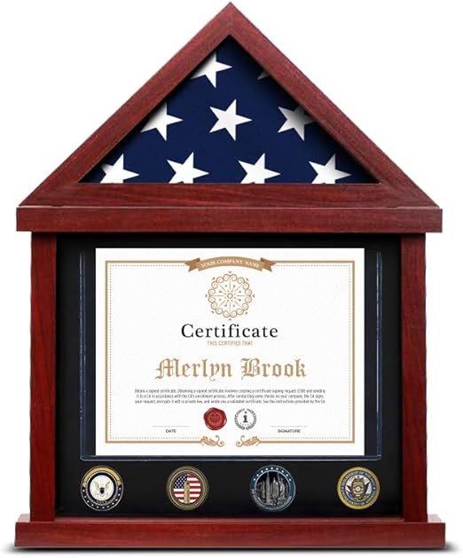 Amazon Com Flag Case Flag Display Case Military Shadow Box Flag And Certificate Display Case 95 Clear With Felt Lining Holder For Medal Certificate Fits Folded American Presentation Flag 3 X 5 Ft