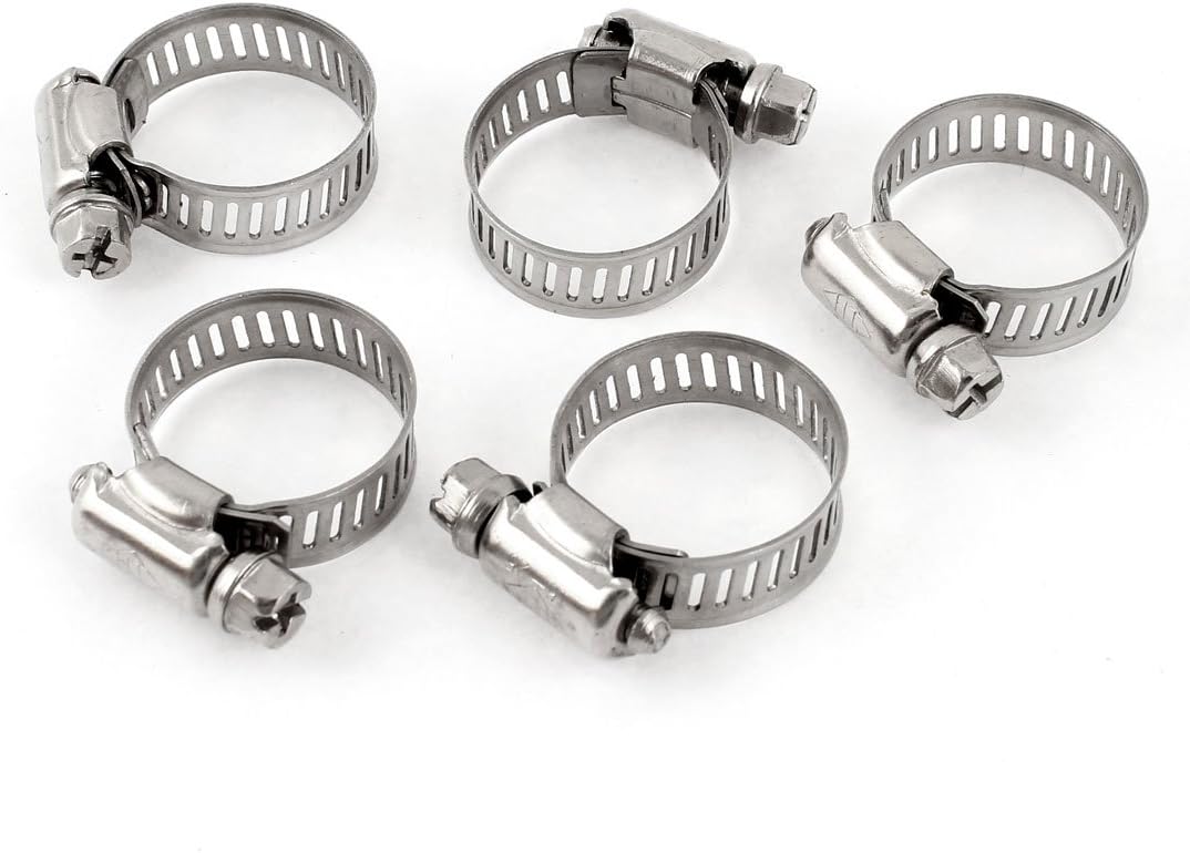 uxcell 16mm25mm Stainless Steel Adjustable Gear Hose Clamp Silver Tone