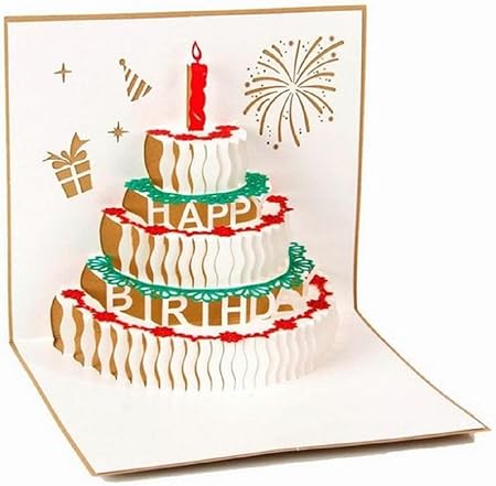 Amazon Rubitas 飛び出す グリーディング メッセージ カード ホップアップ 色紙 手紙 寄せ書き アルバム 誕生日 ケーキ01 グリーティングカード 文房具 オフィス用品