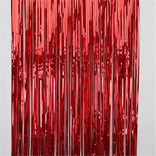 Metallic Foil Fringe Shiny Curtain for Party Photo Backdrop Wedding Decor (3.28ft x 6.56 ft)