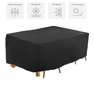 Patio Outdoor Cover, Outdoor Table Cover, Rectangular Garden Furniture Set Cover, Water and UV Resistant Lawn Dining Table Chairs Protector