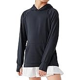BELEROY Girls Long Sleeve Shirts Thumbholes Kids UPF 50+ Sun Shirt Lightweight Athletic Hoodies with Pocket