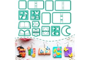 ORIGACH 15 Pcs Reading Books Element Polymer Clay Cutters Set PLA Clay Earring Cutters for Earring, Necklaces, Bracelets Maki