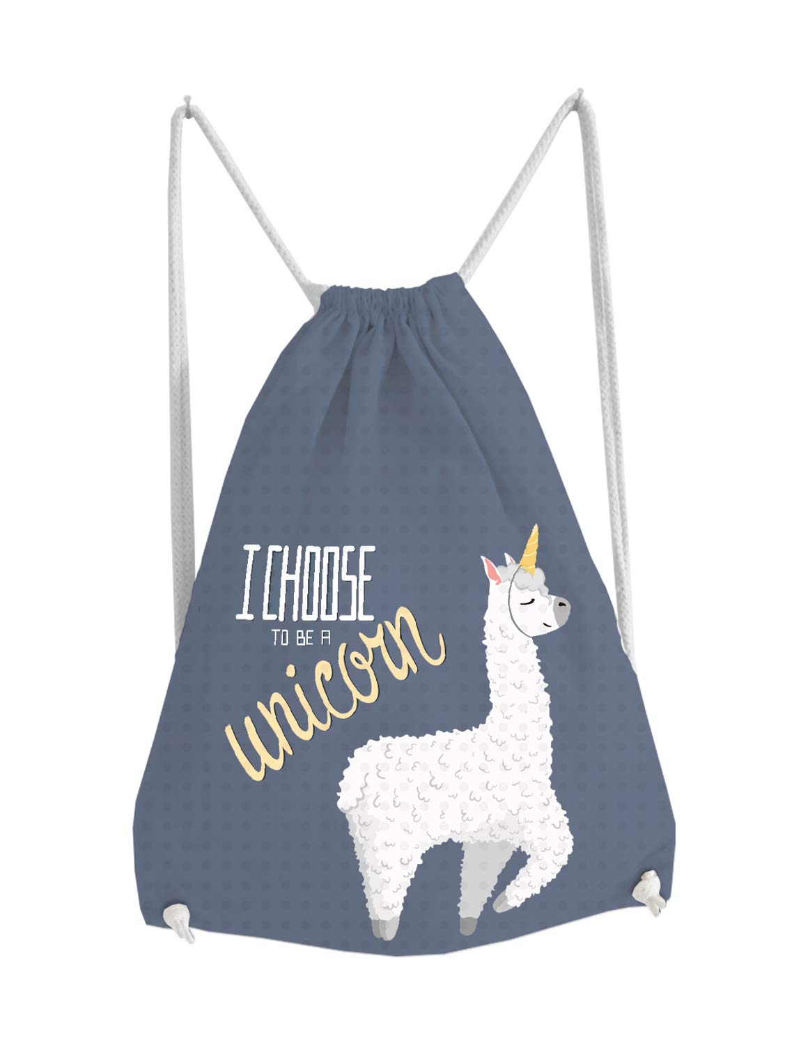 infinite by GEDA LABELS Lama Unicorn Drawstring Bag, 42 cm, Multicolour (Blau/Apricot)