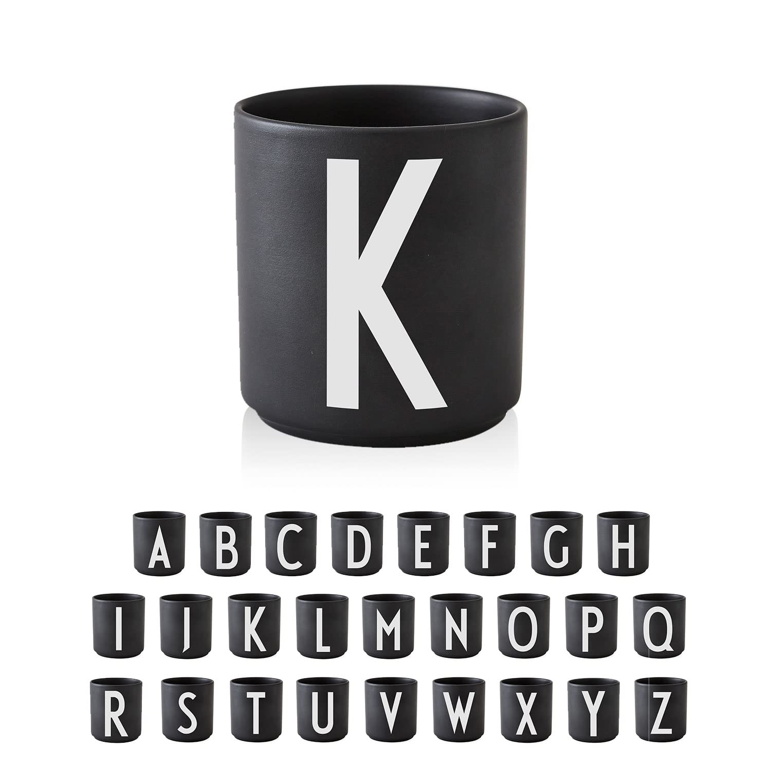 Design Letters Personal Porcelain Cups A-Z (Black) - K, 10204000