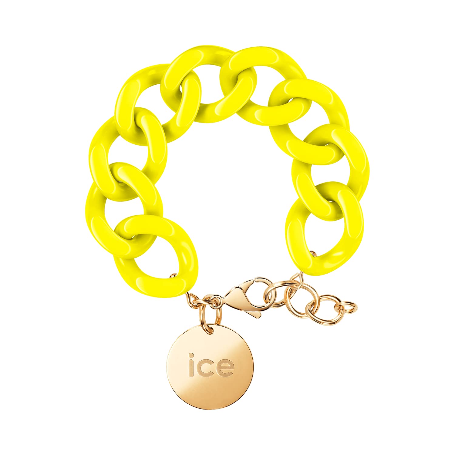 ICE - Jewellery - Chain bracelet - Flashy Yellow - Gold - Chunky Chain Bracelet for Women in Yellow Colour with a Gold Medal (020924)