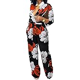 CuteCherry Women Jumpsuits Elegant Long Sleeve Sexy V Neck Casual Long Wide Leg Pants with Pockets Belt