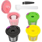 jojofuny Reusable Coffee Machine Filter Cups 4Pcs Espresso Maker Plastic Coffee Filter with Mesh Design for Home Brewing and Maximum Flavor Extraction