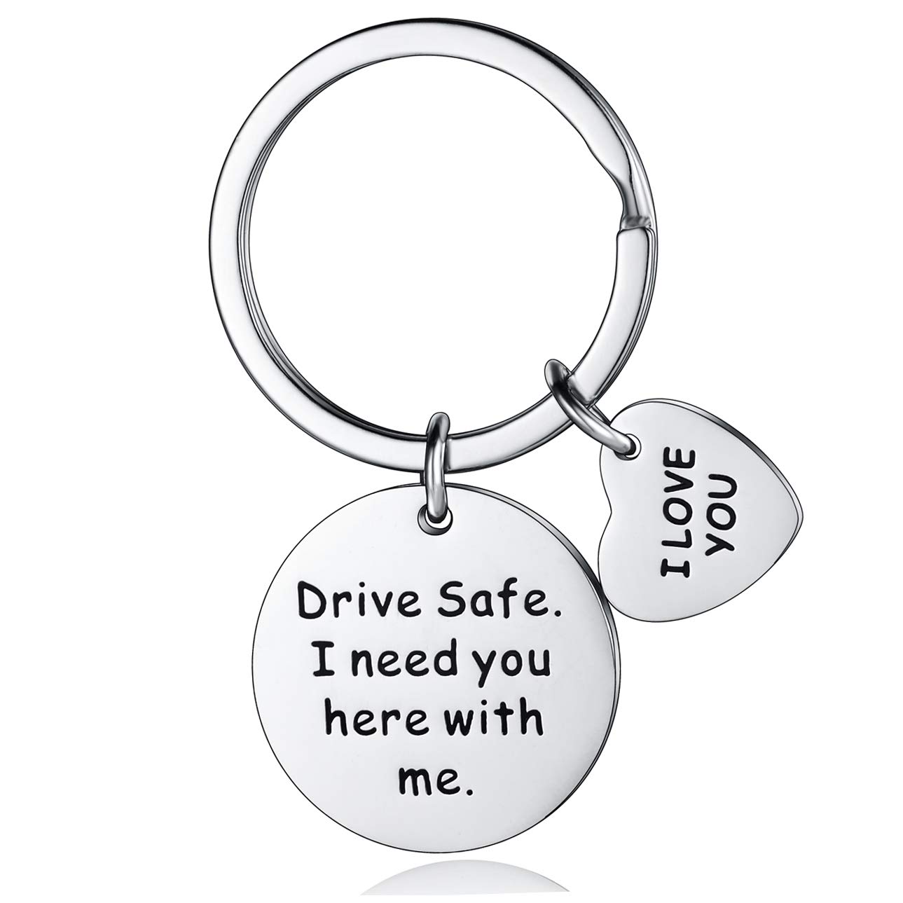 MADHAHEFU Drive Safe Keychain Husband Keyring Boyfriend Gifts Valentines Day Key Chain I Need You Here with Me Keychain Jewellery for Men (Drive Safe)