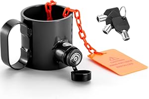 BOYISEN 5th Wheel King Pin Lock Solid Steel Anti Theft for RVs, Container Trailers and Campers with Handles Warning Tag 3 Keys Black