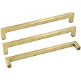 Goldenwarm Brushed Brass Cabinet Pull Knobs Kitchen Hardware - LSJ12GD224 Modern Gold Drawer Knobs 8-4/5 Inch Hole Centers Square Bathroom Cabinet Pulls Dresser Handles 1 Pack