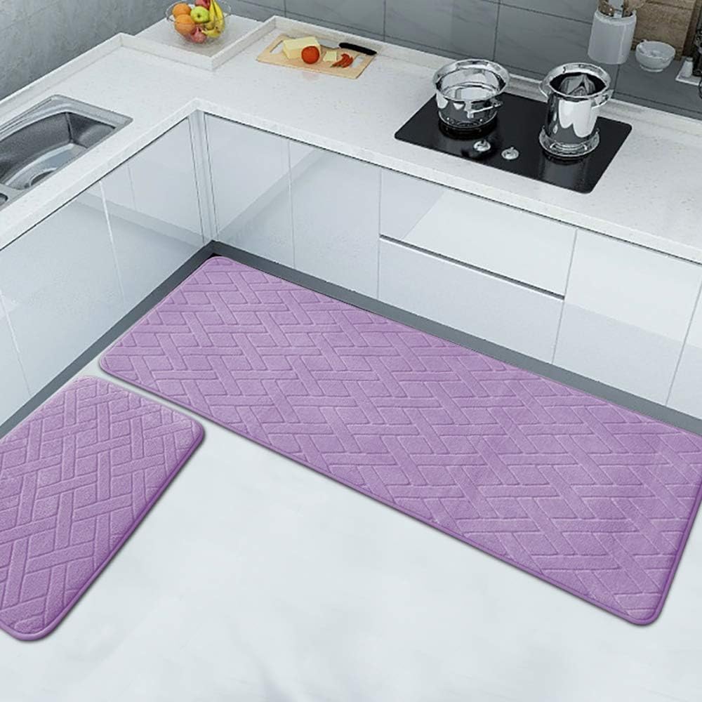JeogYong Kitchen Rugs, Thick Coral Fleece Diamond Pattern Runner Carpet