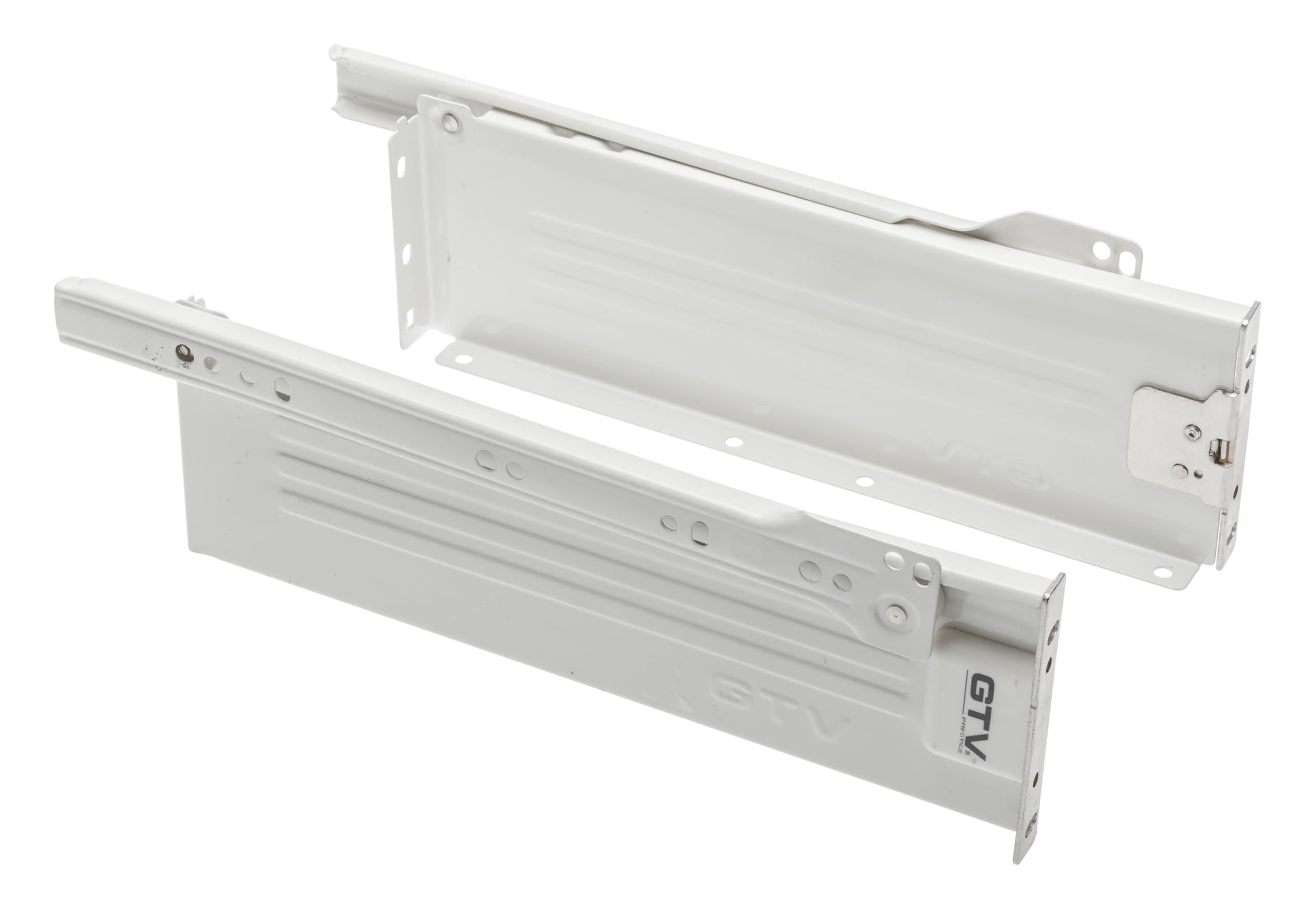 1 Pair x Metal Kitchen Drawer Runner & Side Set 300mm x H-150 WHITE