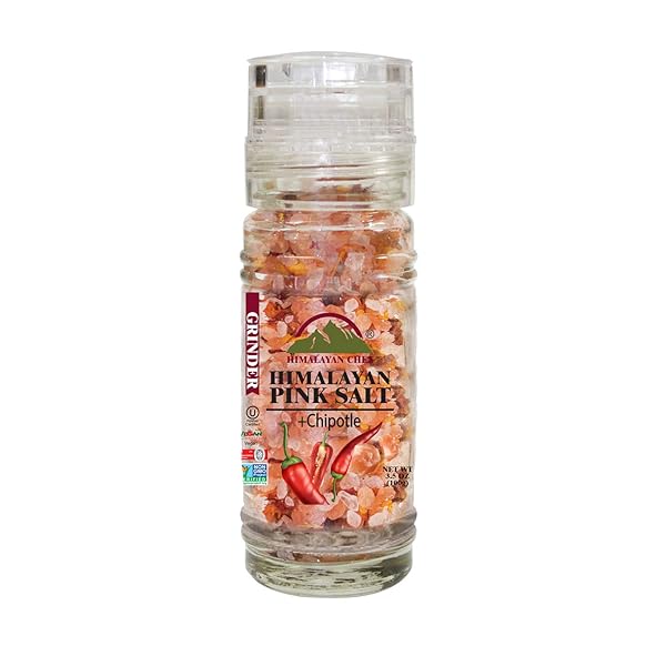 HIMALAYAN CHEF PINK SALT GRINDER, CHIPOTLE SALT, 3.53...