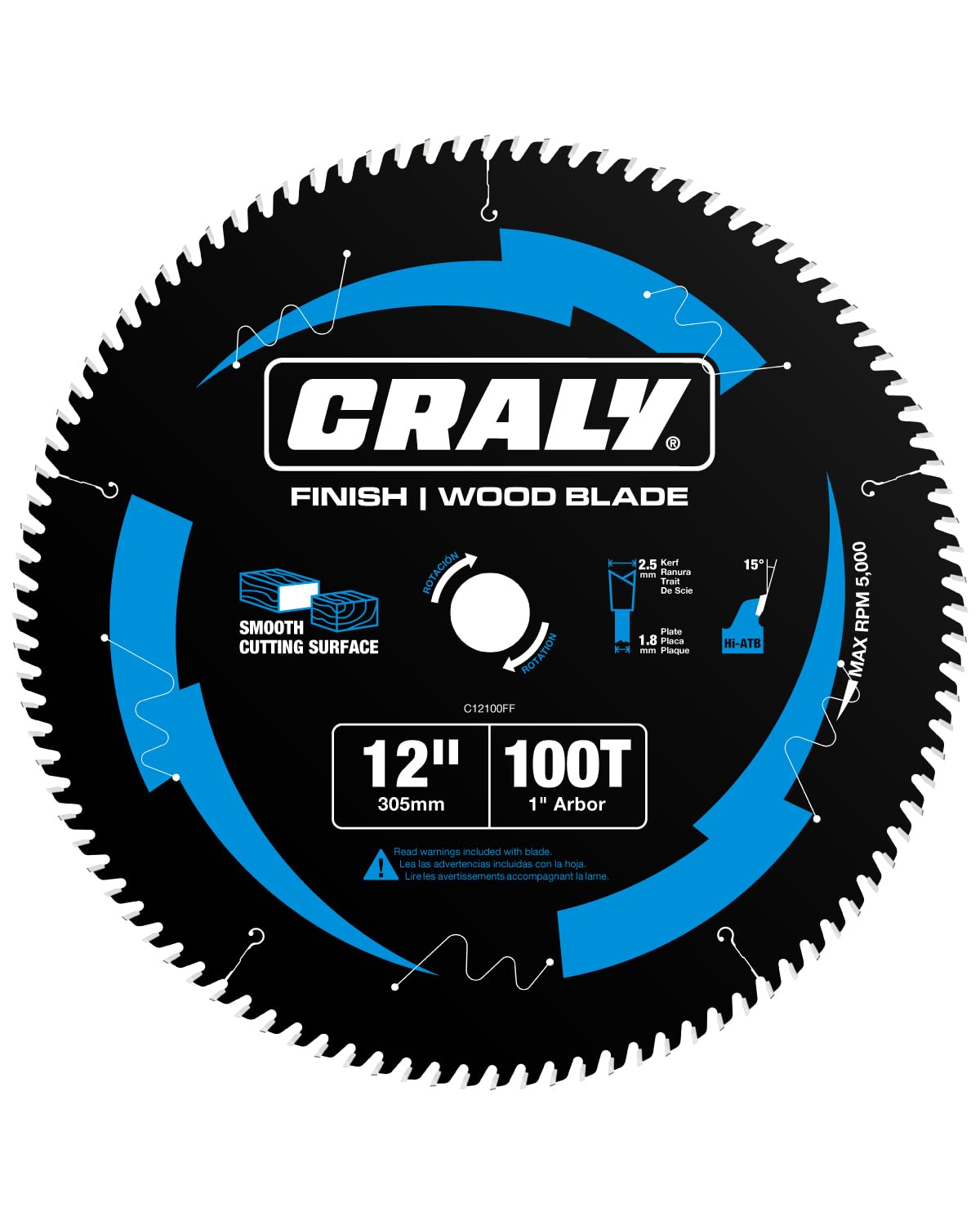 CRALY 12 Inch 100 Teeth Ultra Fine Finish Wood