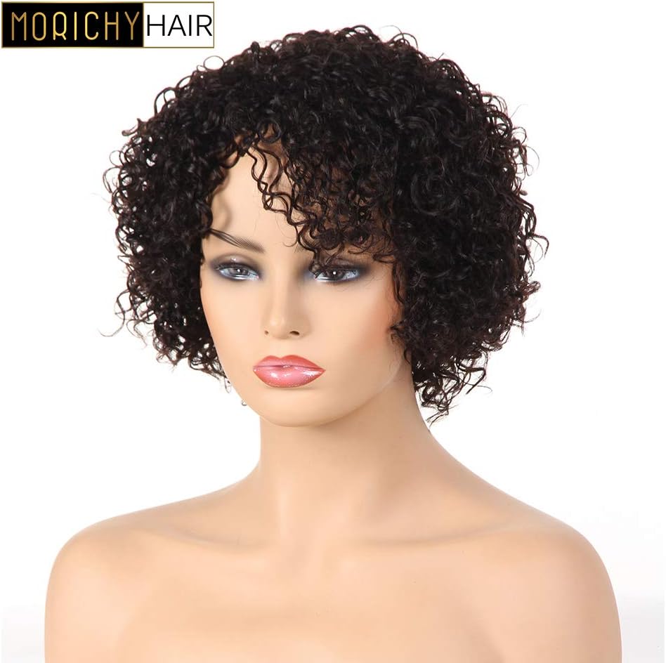 Morichy Short Curly Human Hair Wig 130% Density Human Hair Curly Wig Natural Color Real Hair Wigs for Black Women Afro Kinky Curly - Image 3