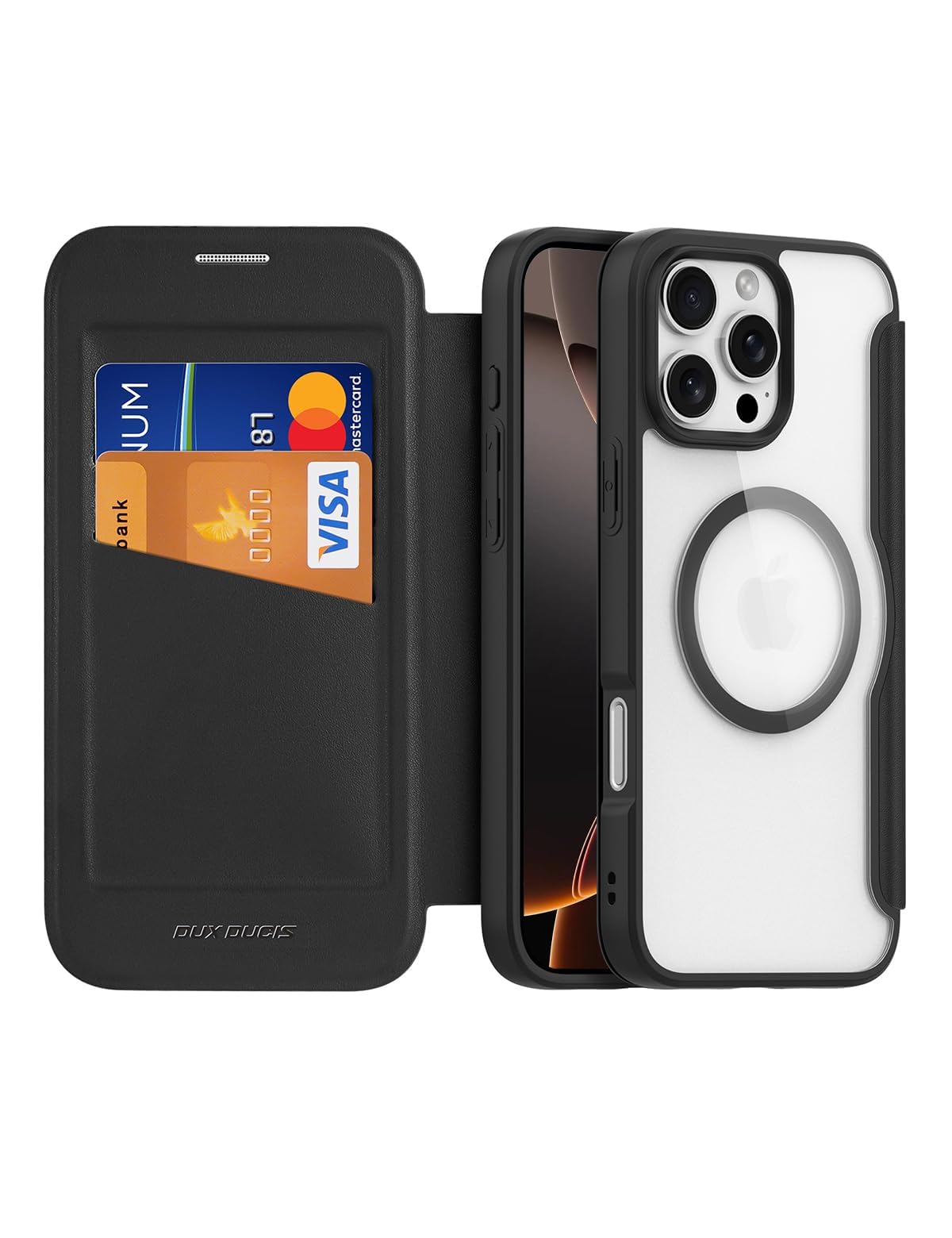 Zenrich for iPhone 16 Pro Max Case 6.9 Inch, PU Leather Wallet Case with RFID Blocking Card Holder Flip Cover, Compatible with MagSafe Shockproof Phone Case Magnetic Clear for iPhone 16 Pro Max, Black