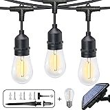 Solar String Lights Outdoor String Lights Patio Lights, FMIX Upgraded 48FT Solar Outdoor String Lights,IP65 Waterproof, 5V Lo