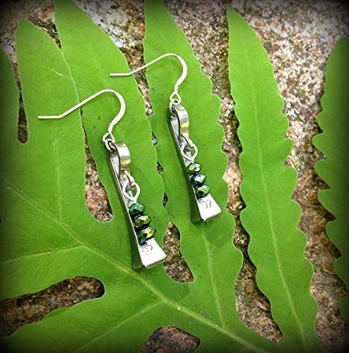 Equestrian Earrings Horseshoe Nails with Olive Green Shimmery Accent Beads