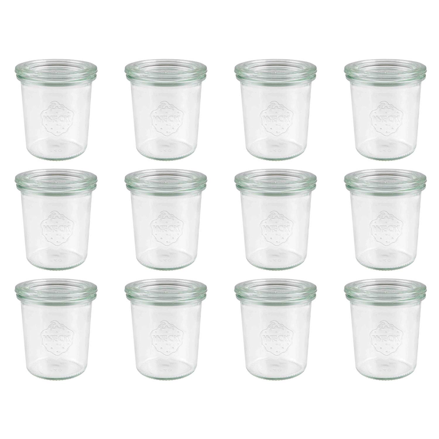 Set of Twelve 140ml Weck Jars. German Made Classic Design. Model 761