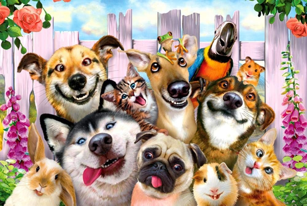 BJBJBJ 1000 Pieces of Wooden Puzzles Cute Animal Fun Games Educational Toys for Children and Adults