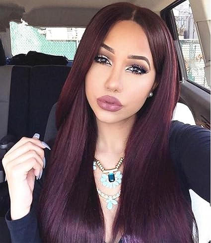 Leomi Pelo 99j Vino Rojo Color Silky Recto Cabello Humano