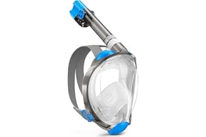 W WSTOO Full Face Snorkel Mask with Latest Dry Top Safe Breathing System,Fold 180 Degree Panoramic View Snorkeling Gear,Anti-Fog Anti-Leak with Camera Mount
