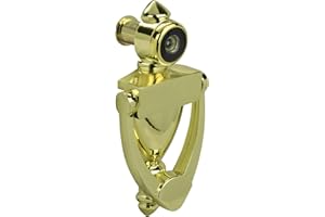 NUK3Y PRODUCTS K3 Nuk3y Door Knocker & Viewer, 9/16 in. Bore, 220-Degree View Angle (5-1/2" Height, Polished Brass)
