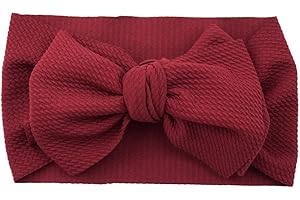 Koolgil Baby Girl's 8'' Soft Big Bow knot Nylon Headband Toddler Hairband for Photography Travel Party Festivals (Burgundy)